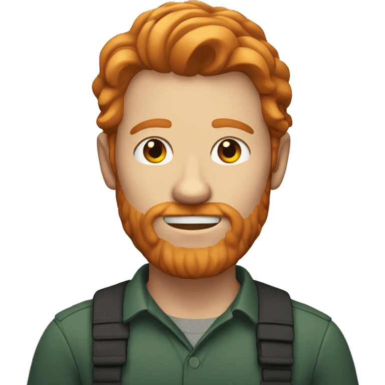 Ginger man with shoulder length hair and facial hair emoji