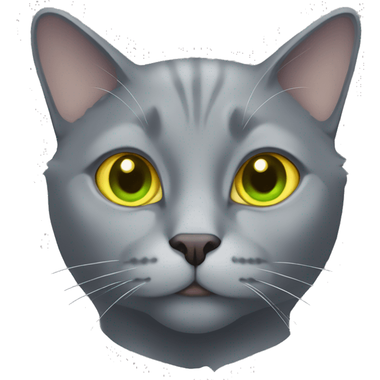 all gray cat with yellow eyes and green around the pupil emoji