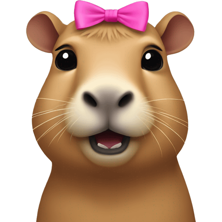 Capybara with a pink bow on its head emoji