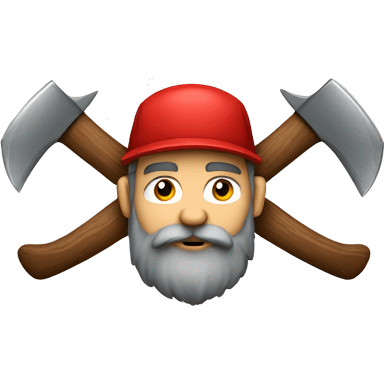 Lumberjack with beard, red shirt, and axe emoji