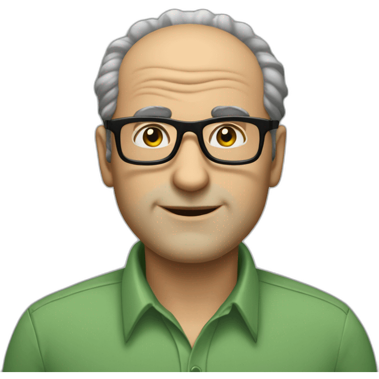 mid aged jewish man with receding hairline in rectangular black glasses and green button up shirt emoji