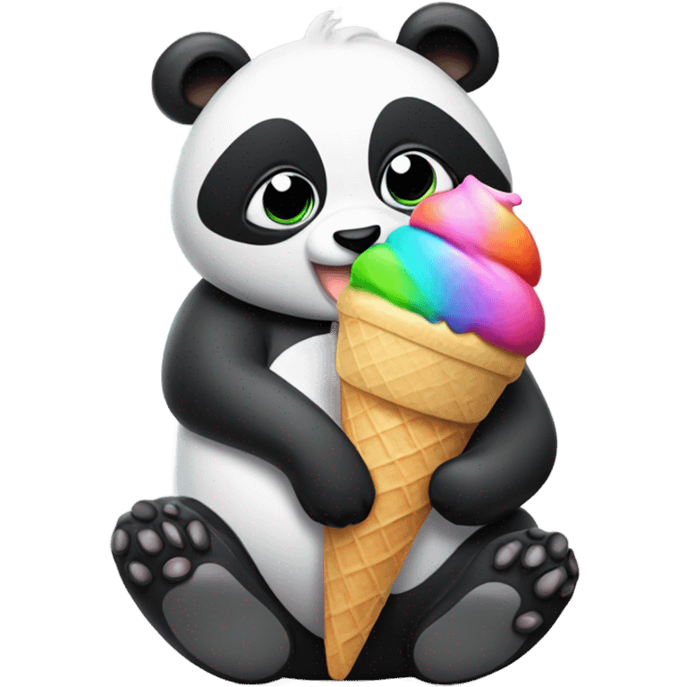 Panda eating ice cream emoji