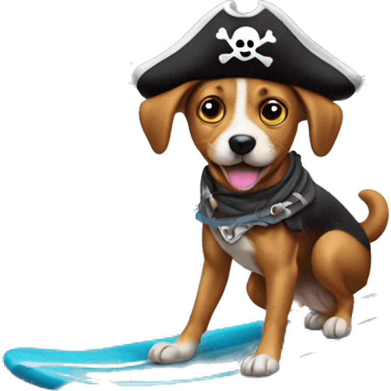 One eye pirate dog surfing emoji