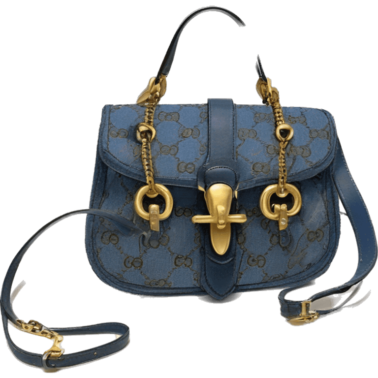 GUCCI GG Denim Jackie 1961 Small bag - gold hardware - blue denim - flat shoulder strap  emoji