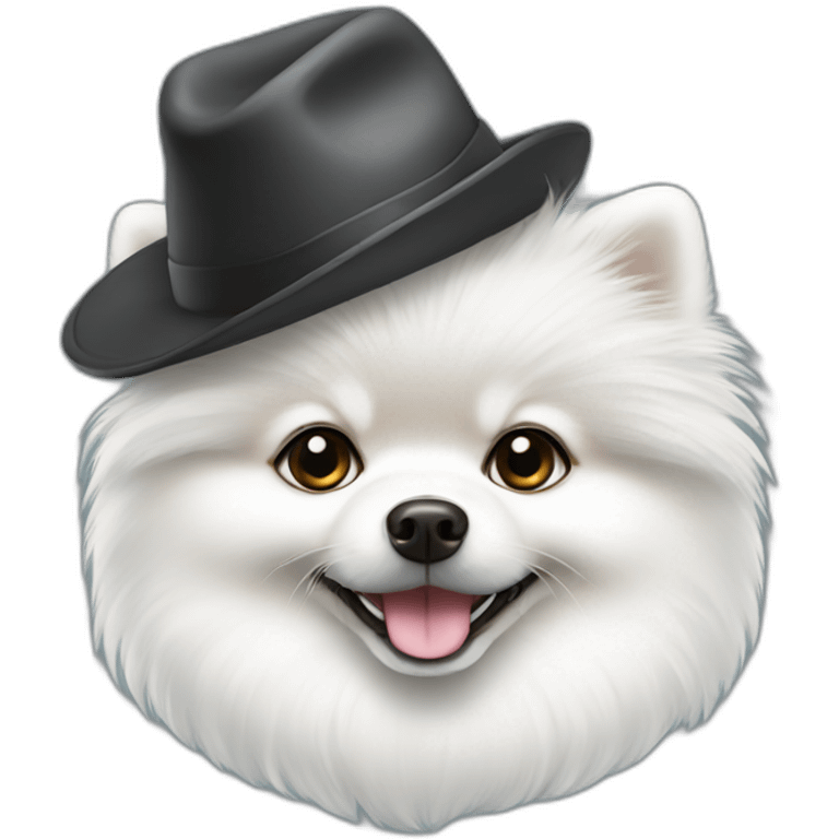 white pomeranian with hat emoji