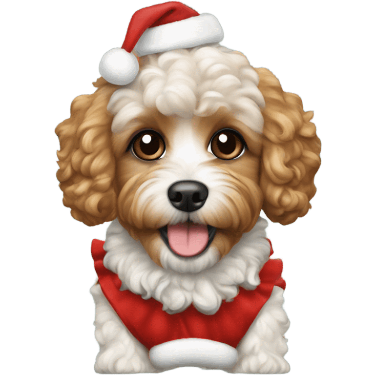 A Cavapoo dog wearing a Christmas outfit  emoji