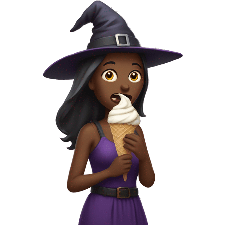 witch eating ice cream in desert emoji