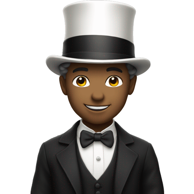 Smiling boy white skin in top hat emoji