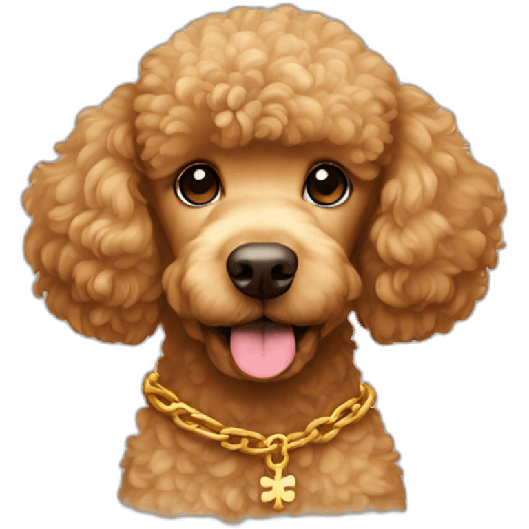 Light Brown golden poodle with cross chain emoji