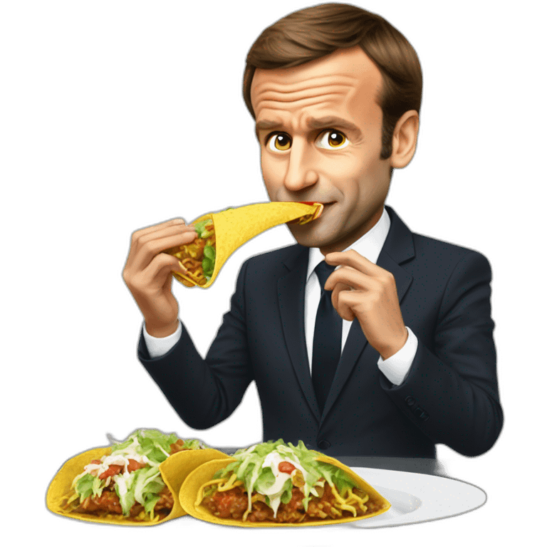 emmanuel macron eating a tacos emoji