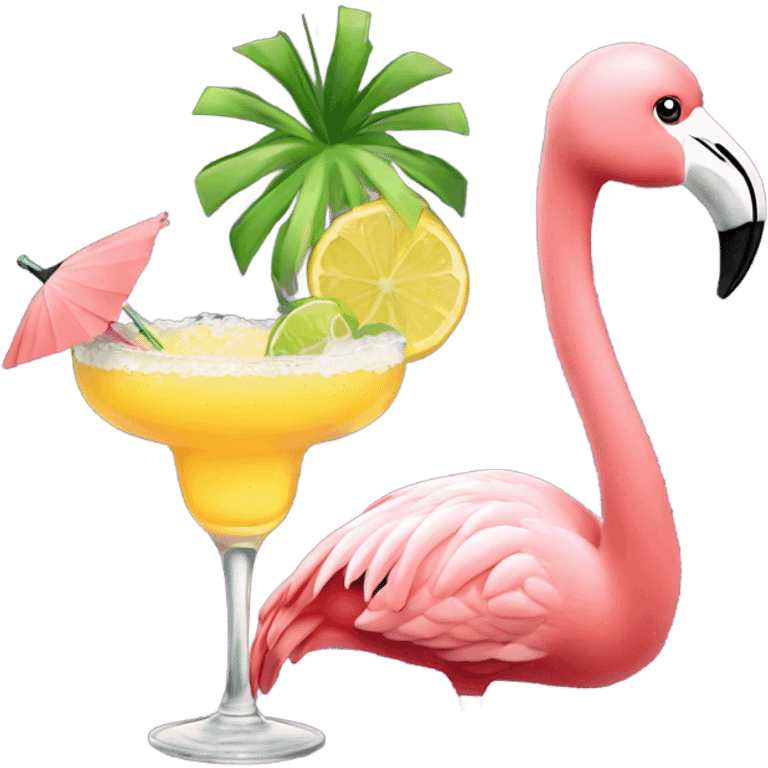 Flamingo drinking a margarita  emoji