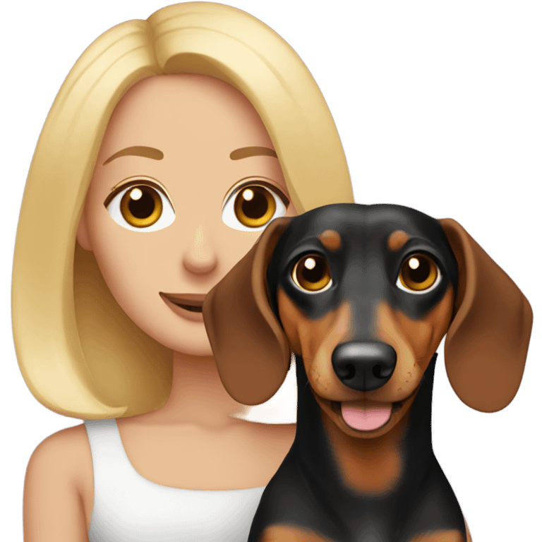 Dachshund with his slightly blonde owner emoji