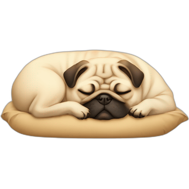 a sleeping fat pug with belly up emoji