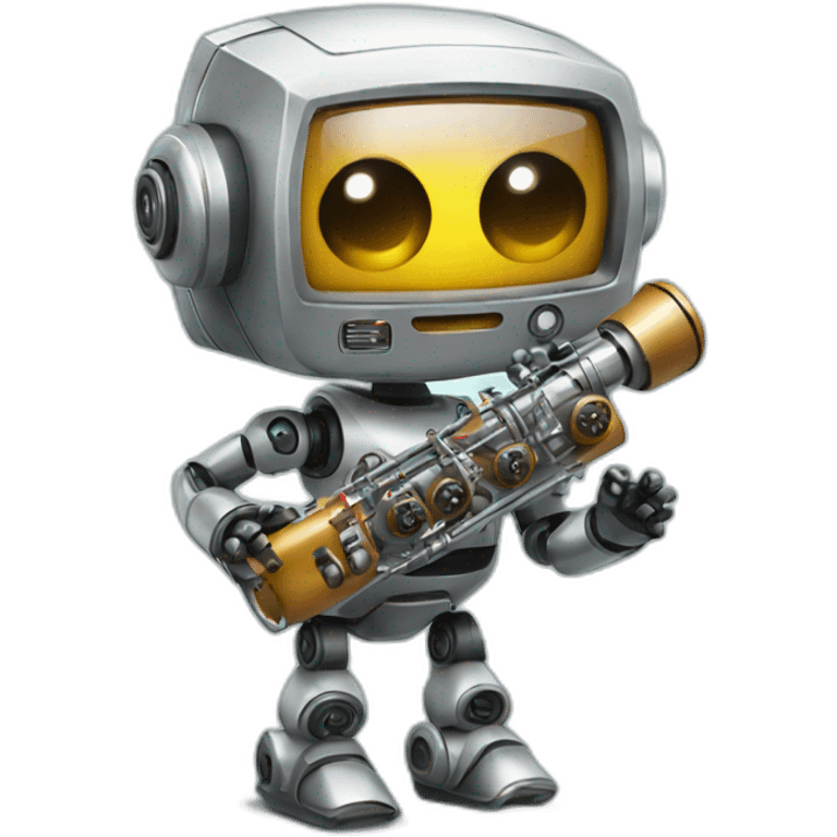 robot holding a recorder emoji