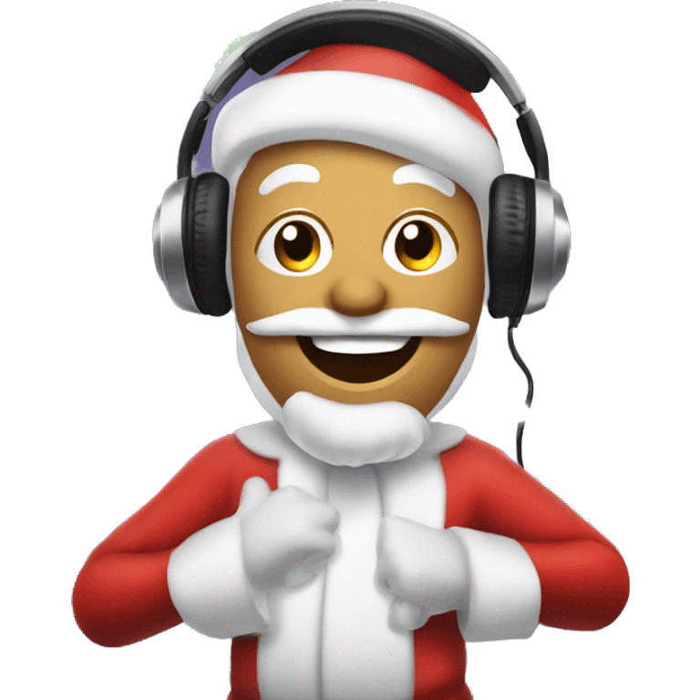 Dancing Santa clause as DJ with christmas lights emoji