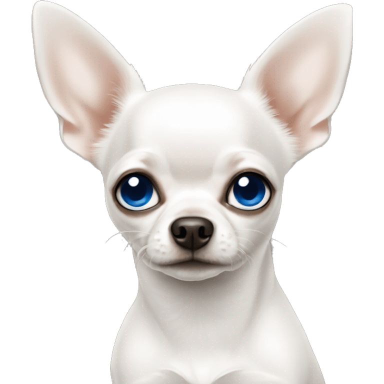 White chihuahua with blue and black eyes  emoji