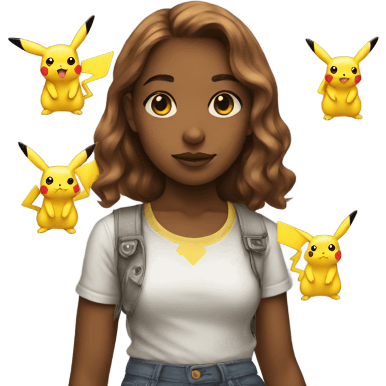 Girl with pikachu shirt emoji