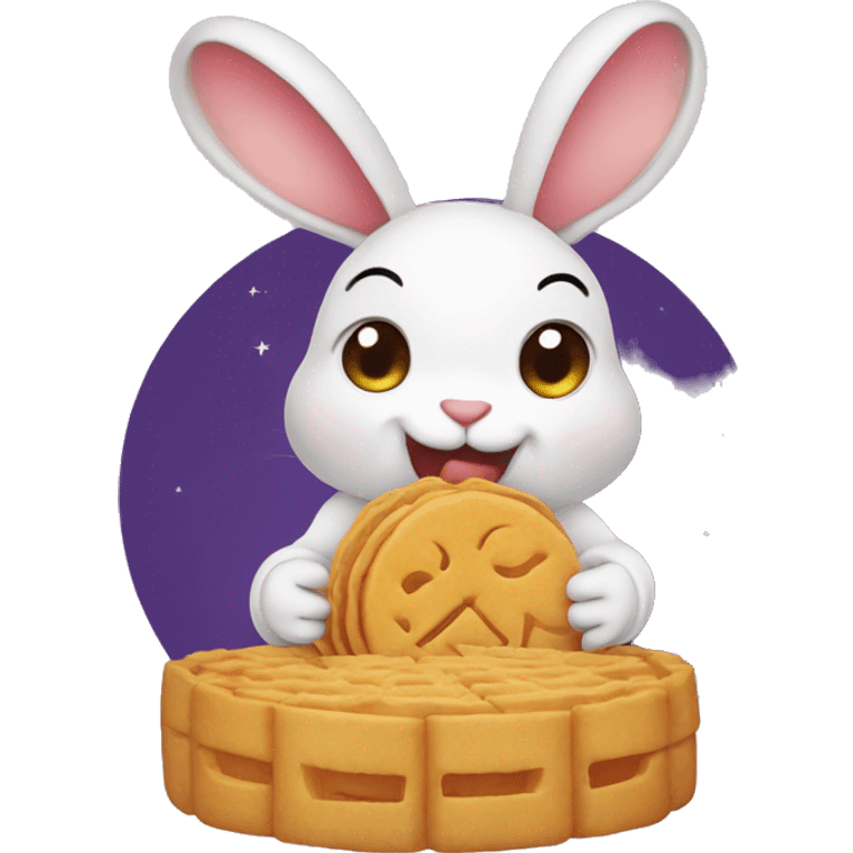 rabbit eat moon cake emoji