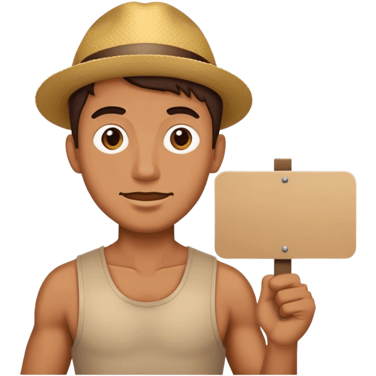 Hombre con cartel en la mano emoji