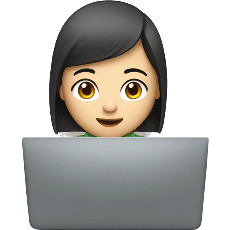 Asian girl typing on a computer emoji