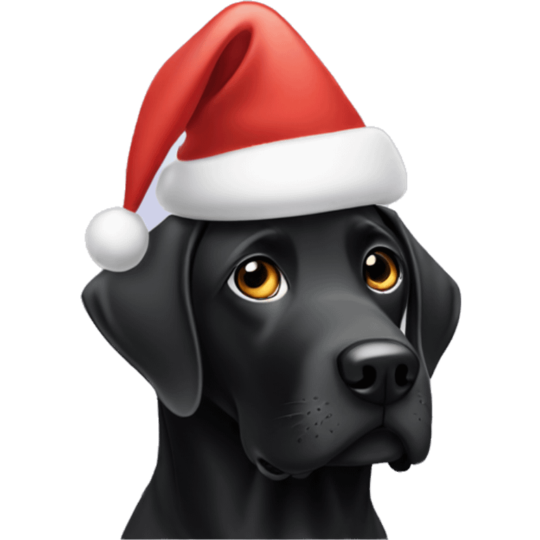 black labrador dog wearing a santa hat emoji