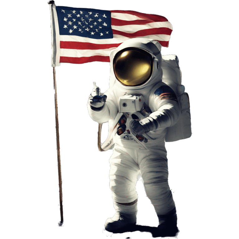 astronaut on moon with flag emoji