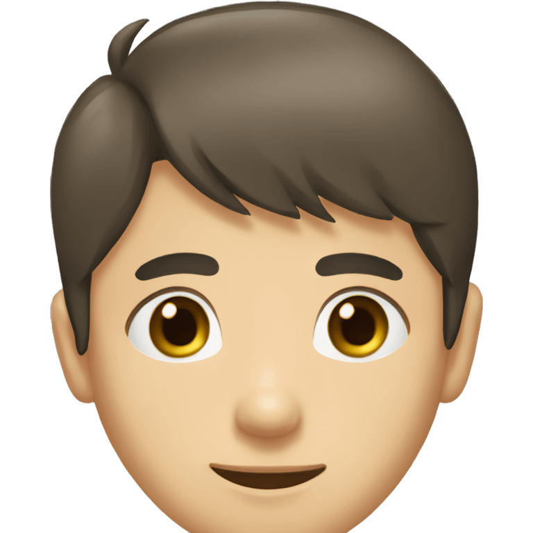 Young men type ukrainian dark brown hair straight bangs and short back brown eyes greens hirt emoji