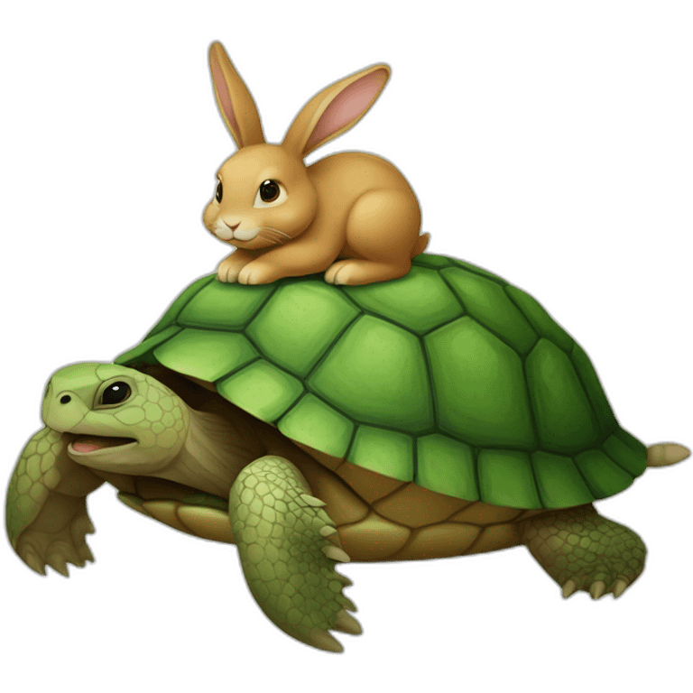 Lapin sur une tortue  emoji