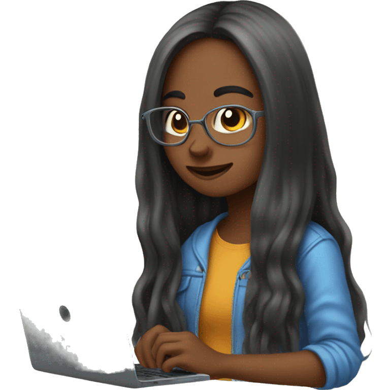 Long hair girl playing switch games cozy  emoji