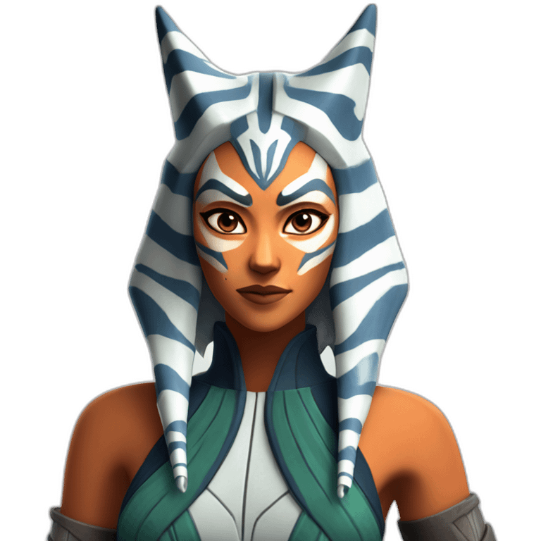 Sexy Ahsoka Tano posing (portrait, front facing, Apple iOS 17 style) (small horns) emoji