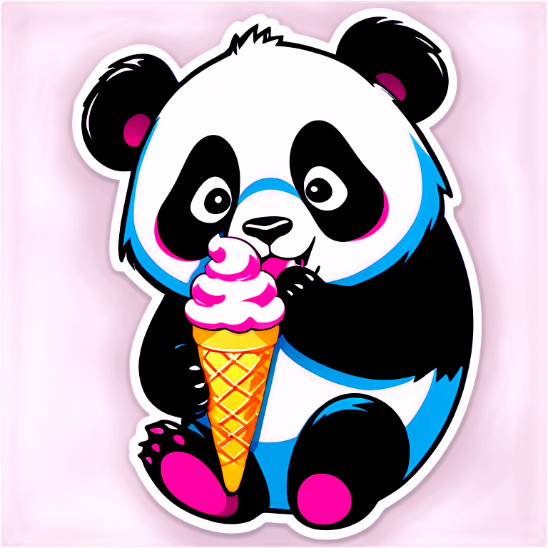 Panda eating ice cream emoji