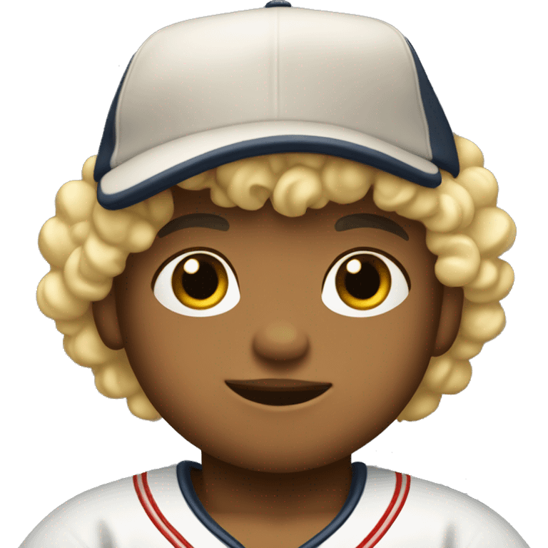 Blond Baby dude with curly hair and baseball cap emoji