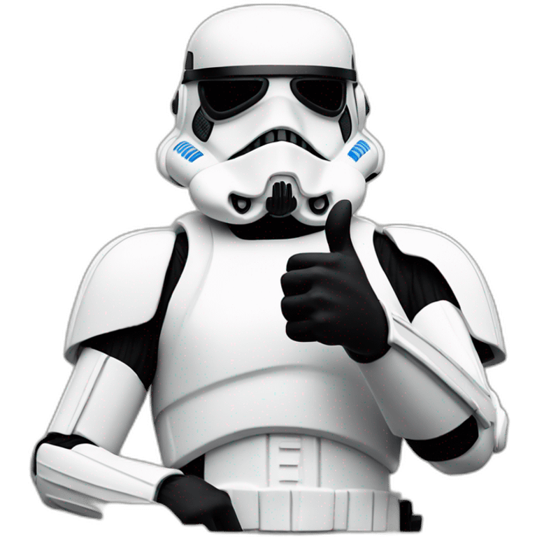 storm trooper in sunglasses giving a thumbs-up, with a relaxed pose and a simple background. emoji