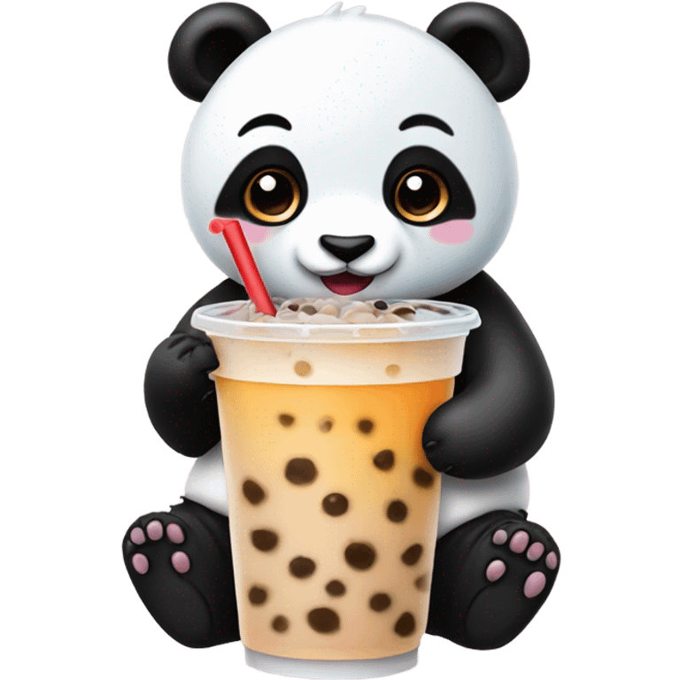 panda drinking boba emoji