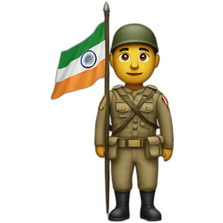 a soldier holding Indian Flag emoji