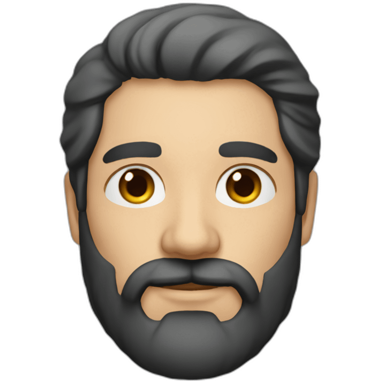 German man at 35 years with middle long black hair and beard emoji