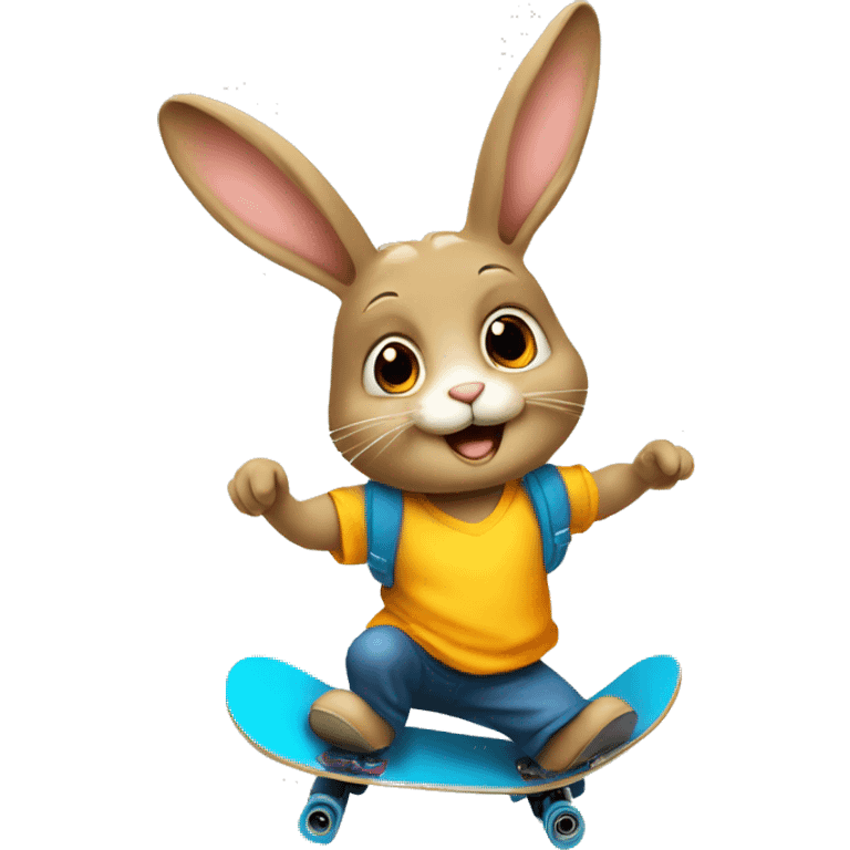 Un lapin en skateboard emoji