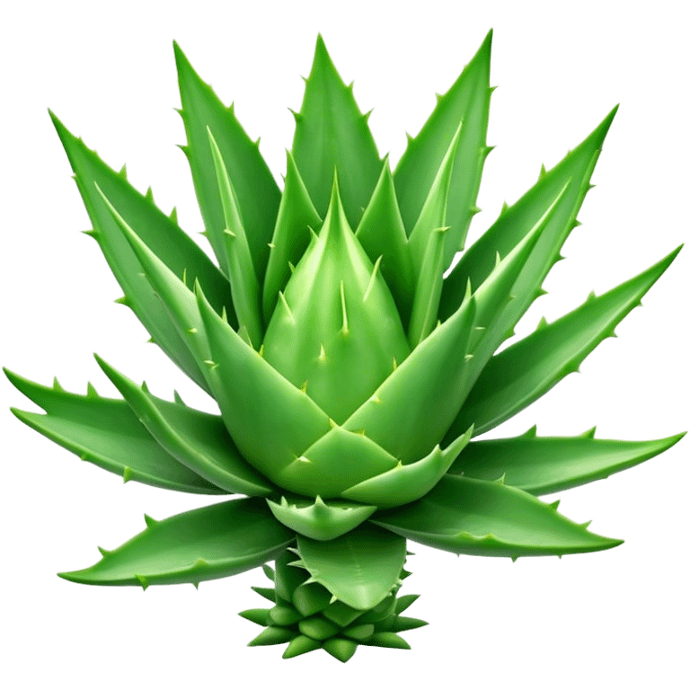 Cinematic Realistic Aloe Vera Emoji, Plump and succulent, with thick, fleshy leaves arranged in a star-like rosette. The vibrant green leaves have a slightly spiky texture, exuding a sense of resilience and healing. Soft glowing outline, capturing the essence of natural wellness and desert vitality in a flourishing aloe vera plant! emoji