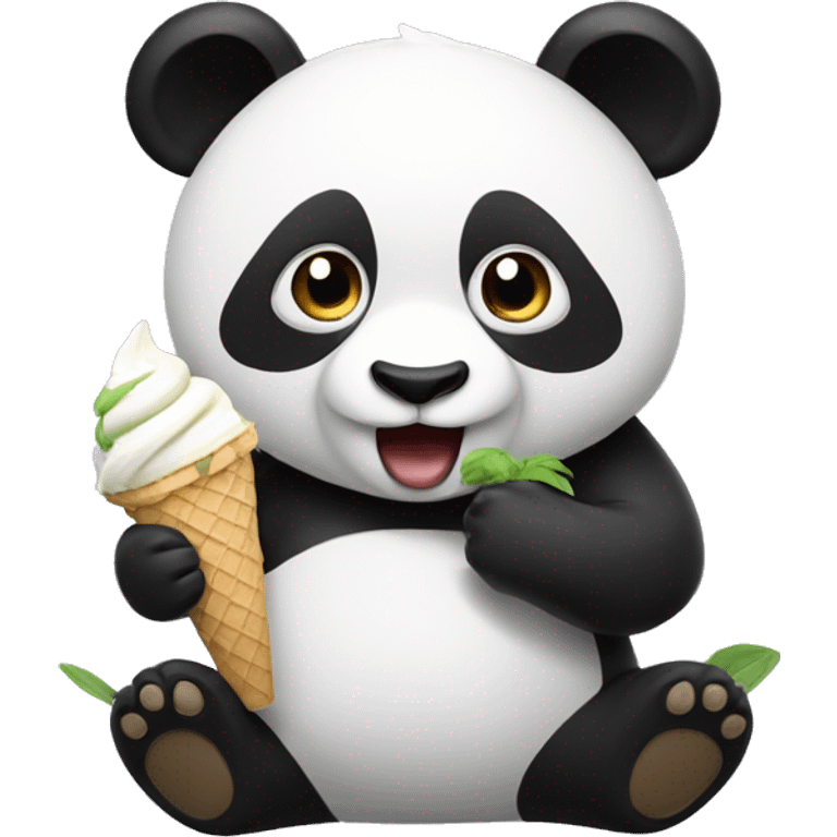 Panda eating ice cream emoji