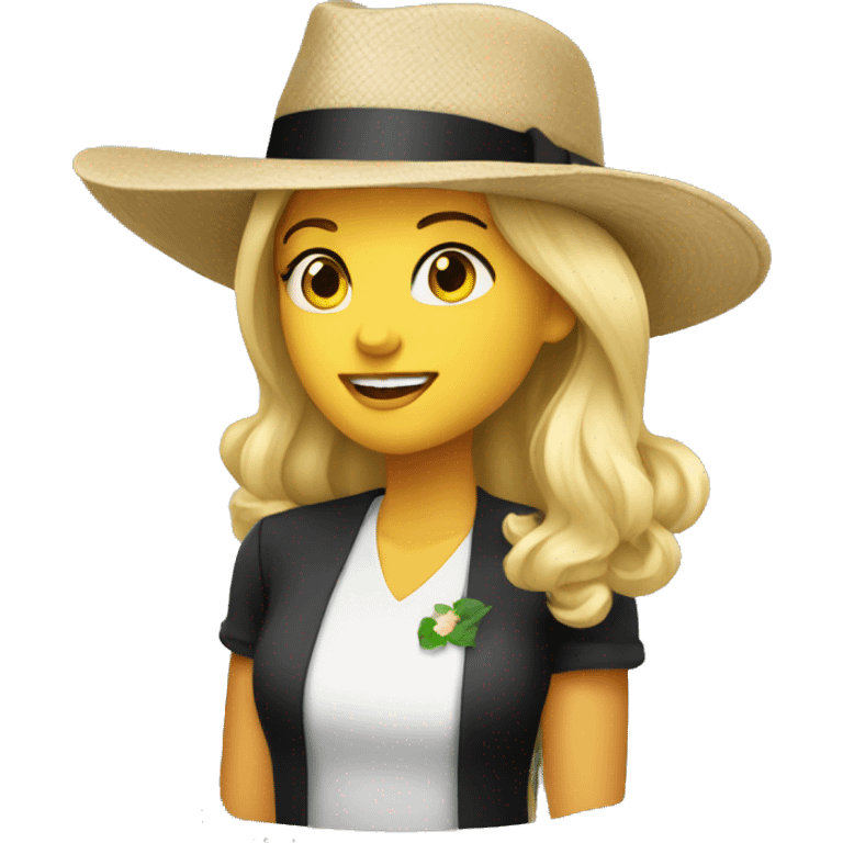 Blonde girl in derby hat emoji