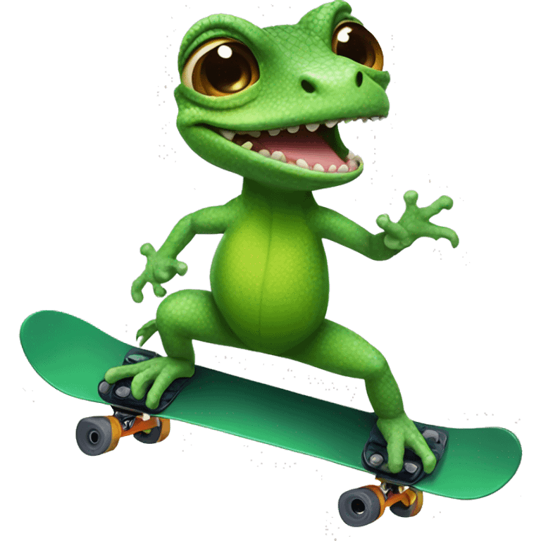 Lizard riding a snowboard  emoji