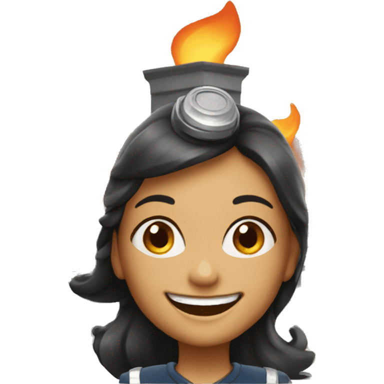 building Fire girl smiling emoji