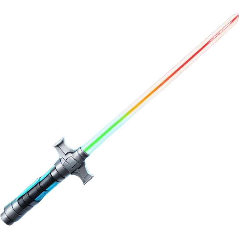 Clash of Clans aesthetic: Cinematic heroic light sabre Emoji, rendered in a 3D vector-style similar to standard emojis with minimal shading and bold, simplified shapes. A compact, vibrant energy blade with a neon-hued, glowing edge and futuristic hilt, softly glowing with a radiant cosmic charm. Simplified yet unmistakably iconic, highly detailed and consistent, glowing with a soft pulsating brilliance and high shine. Stylized with a touch of interstellar elegance and a soft glowing outline, capturing the essence of a legendary energy blade with a friendly, playful manner! emoji