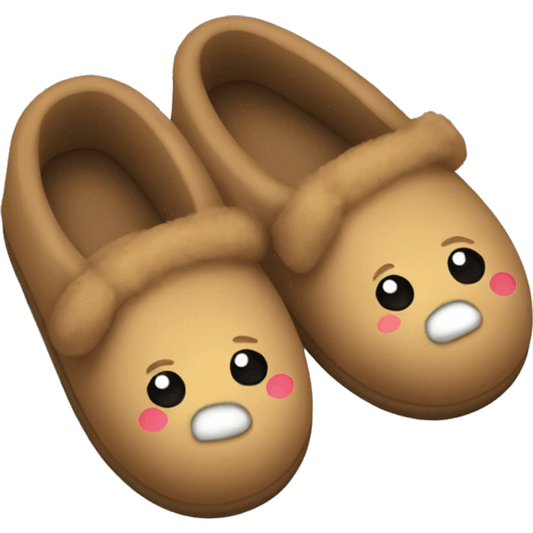 Christmasy light brown slippers emoji