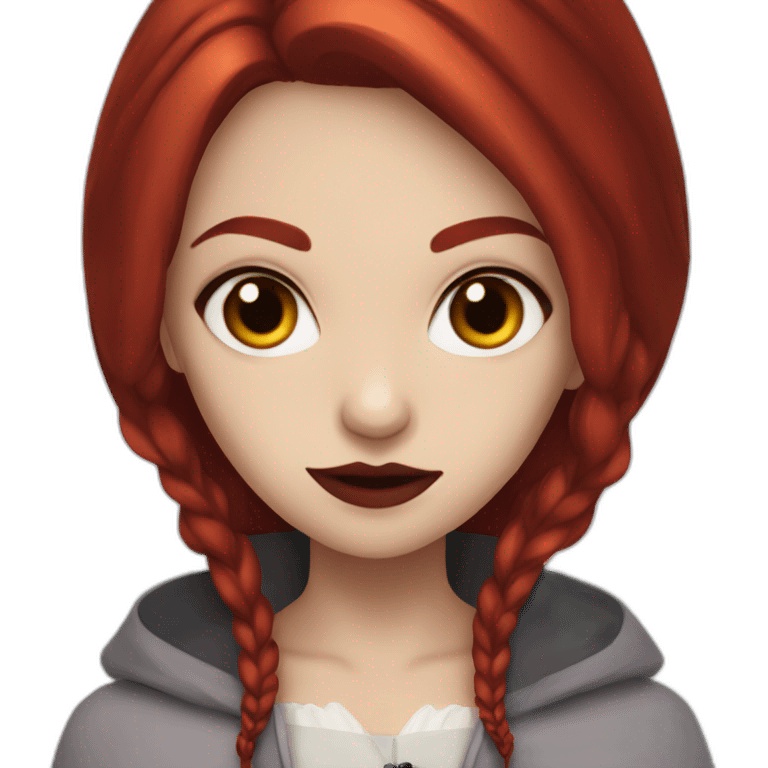 vampire-girl with red hair and black eyes emoji