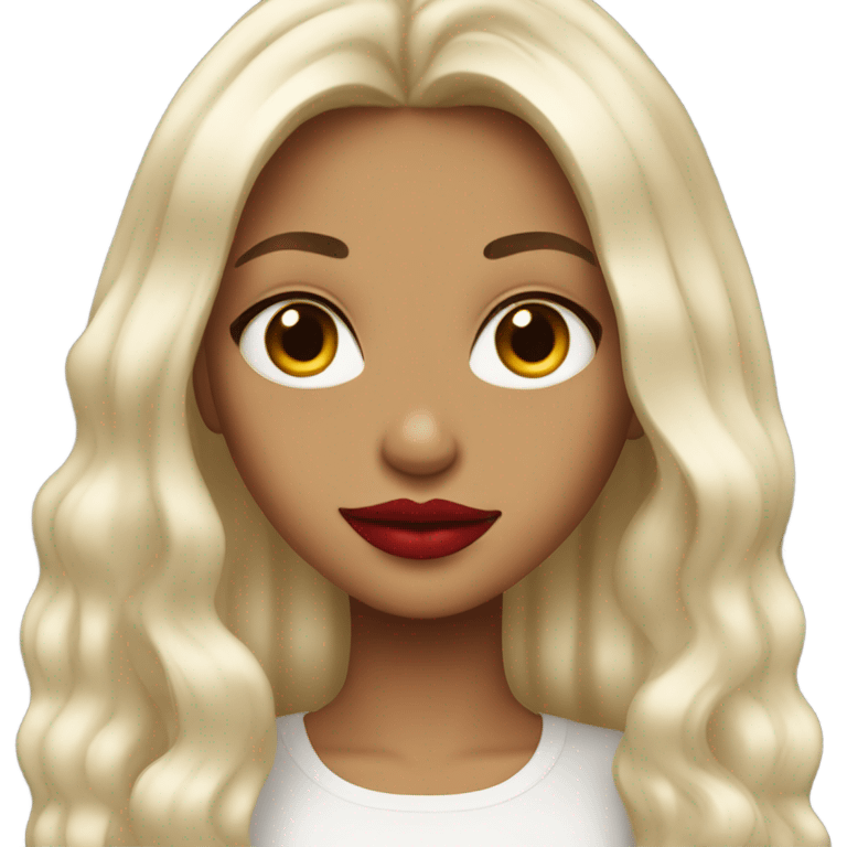 tan girl with long platinum hair and red lips emoji