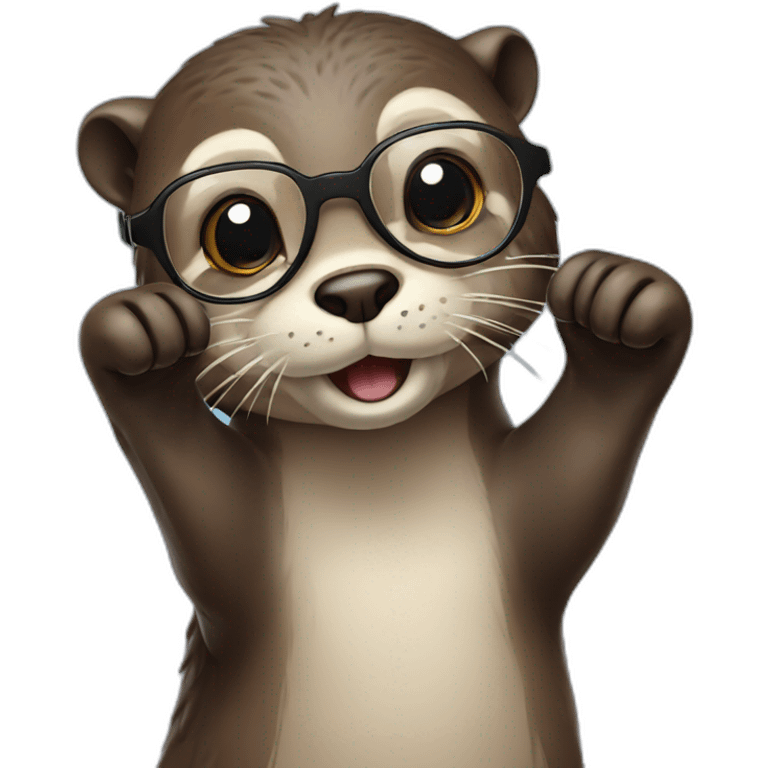 otter with glasses pointing up with his hand emoji