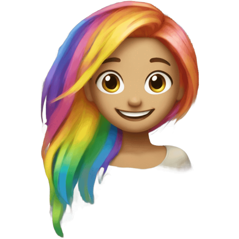 Use the image smiling rainbow hair girl and create a pack of emojis emoji