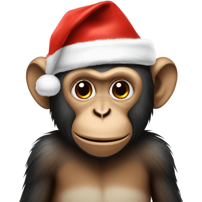 Monkey wearing a Christmas hat emoji