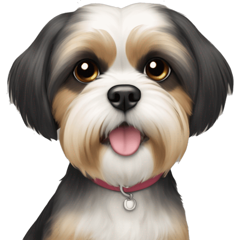 black and tan shih tzu maltese mix black head and face fur emoji